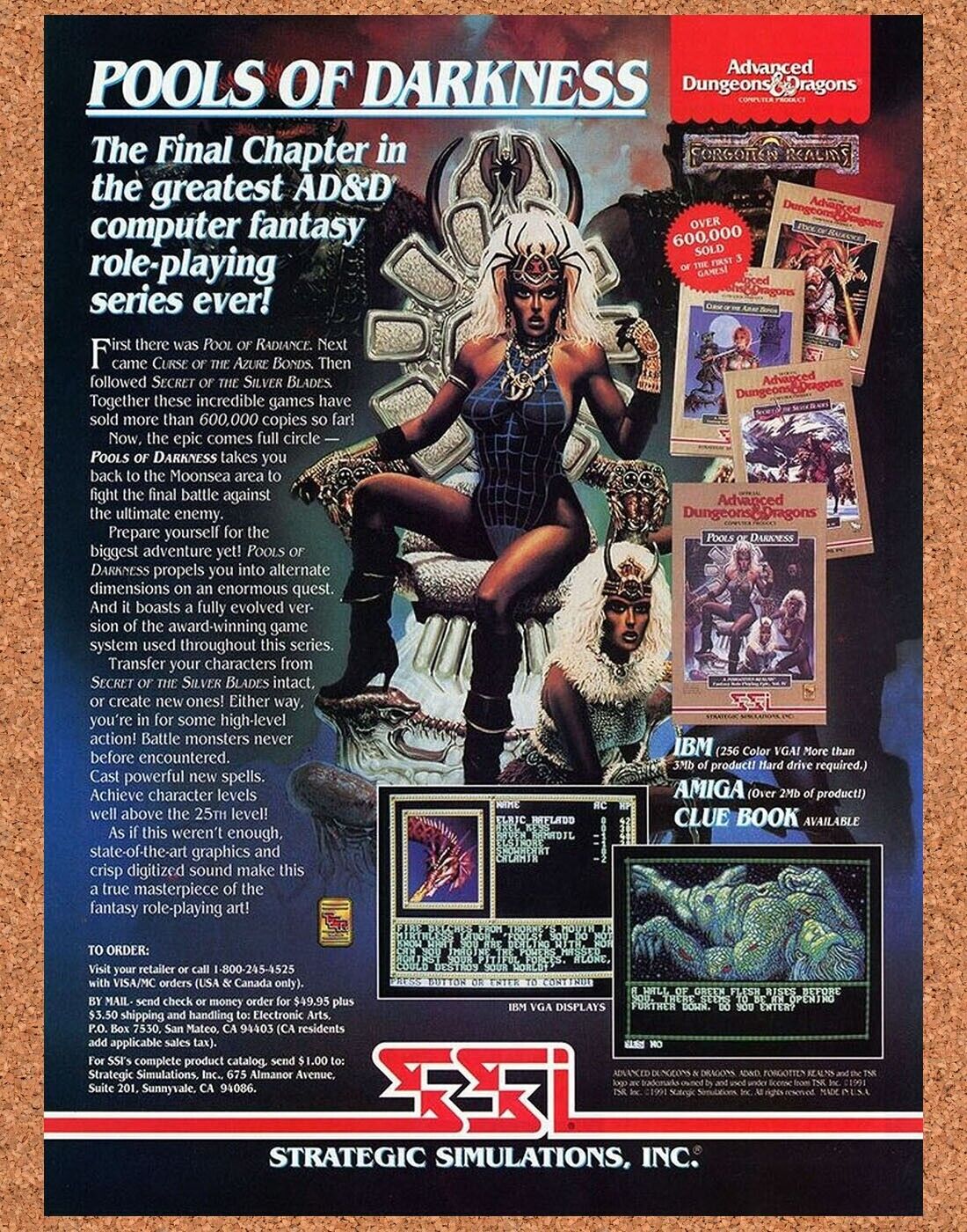 1992 Advanced Dungeons & Dragons Amiga Pools Of Darkness Amiga Original Ad v2