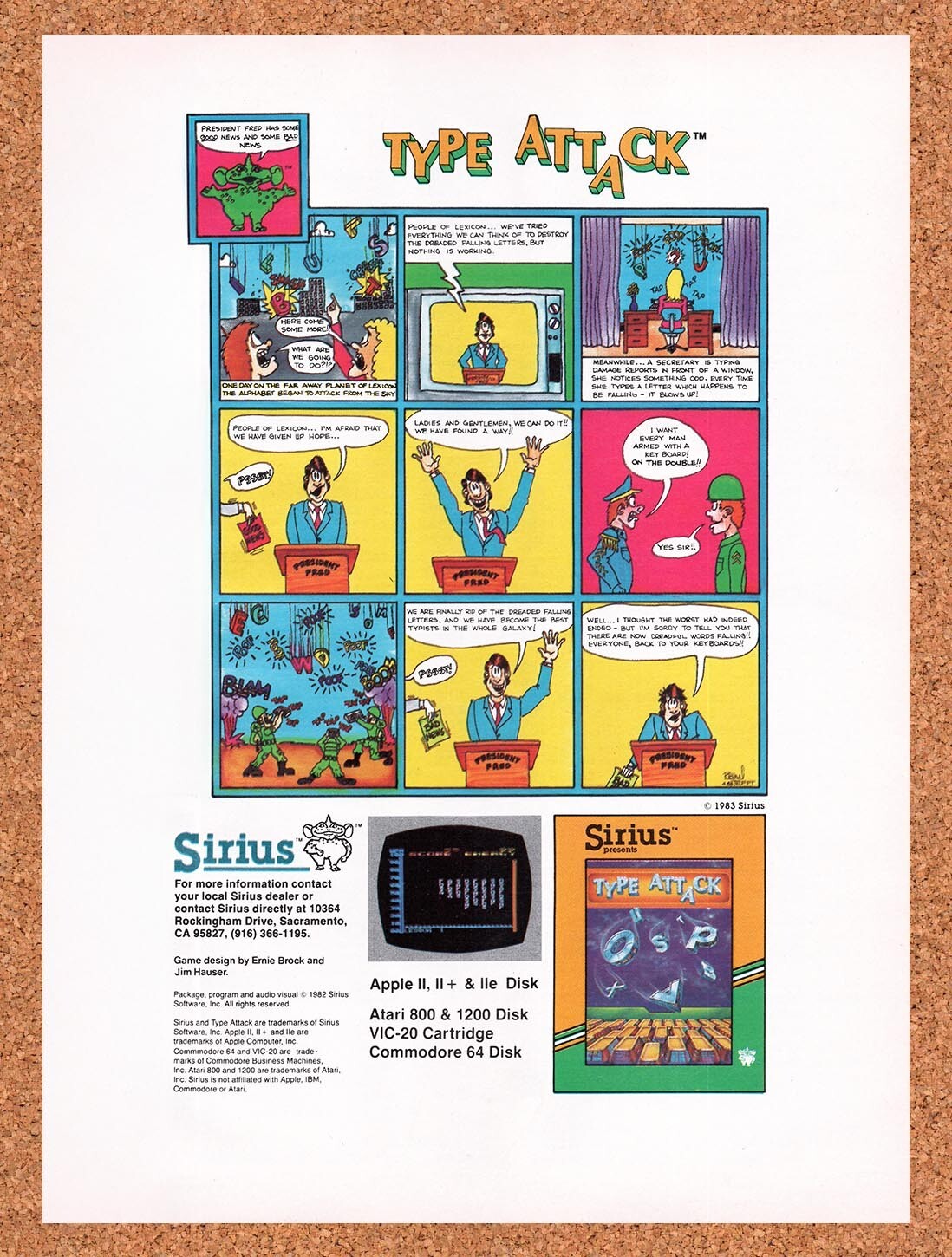 1983 Type Attack Apple II Original Ad v1
