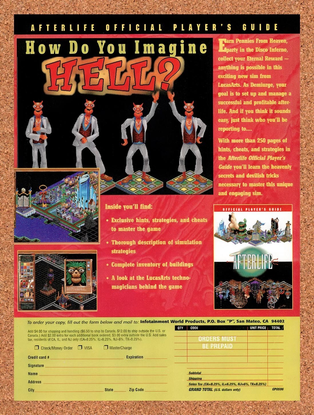 1996 Afterlife Official PC Guide Order Original Ad v1