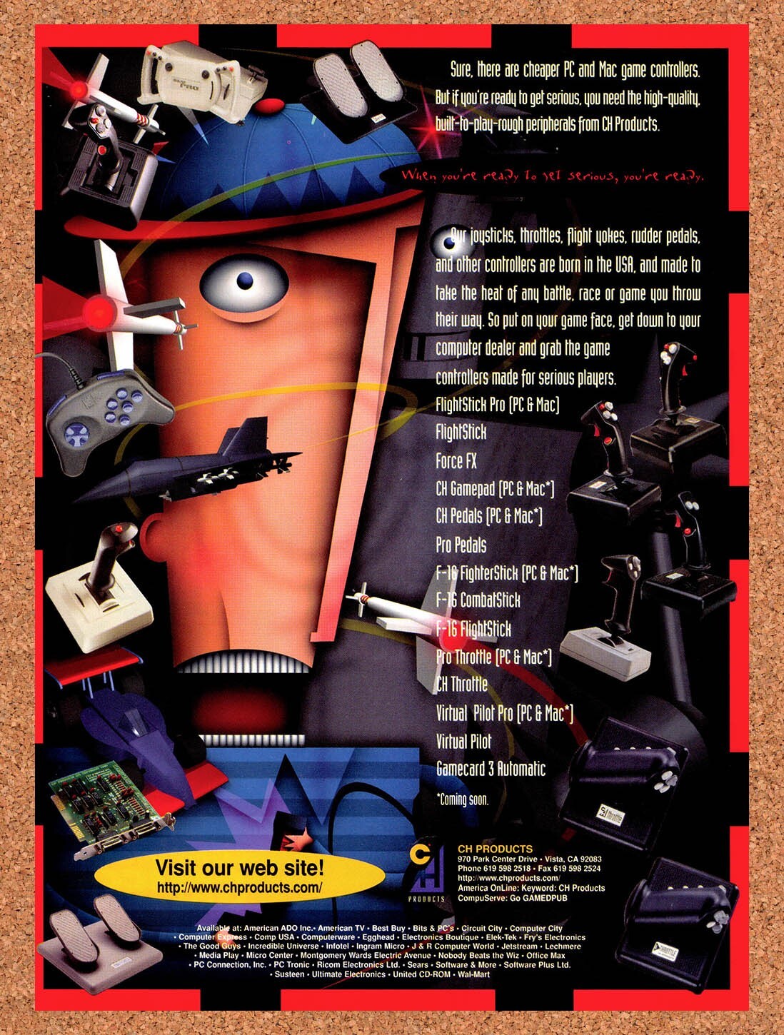 1996 CH Products PC & MAC Game Peripherals Original Ad v5