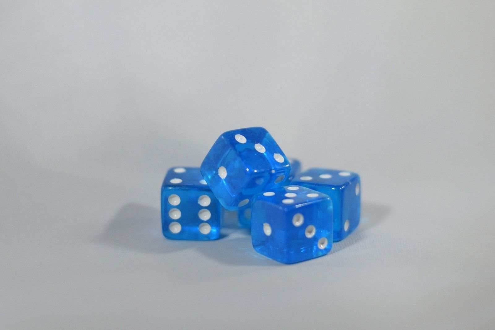 5 BRAND NEW BLUE DICE 19mm 5 Great DICE Casino PLAY Home Games Crafts BIG FUN - 