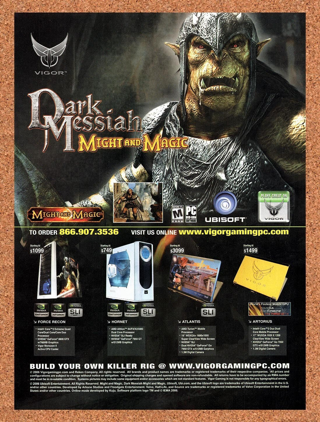 2007 Might And Magic Dark Messiah Vigor Gaming PC Original Ad v2