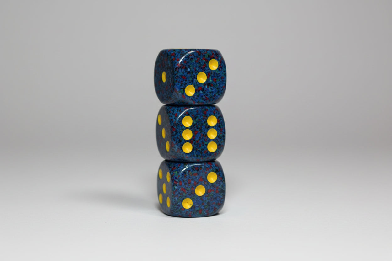 Twilight Speckled 16mm D6 RPG Chessex Dice Blue/ Yellow