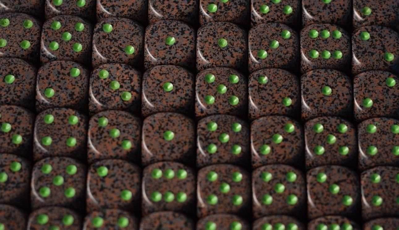 Earth Speckled 16mm D6 Pipped | Sold per Die (Green + Brown Dice) - 