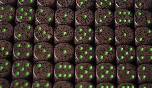 Earth Speckled 16mm D6 Pipped | Sold per Die (Green + Brown Dice) - 