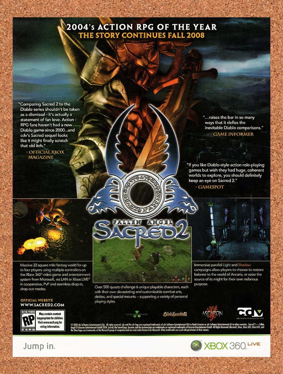 2008 Sacred 2 Fallen Angel Xbox 360 Original Ad v3