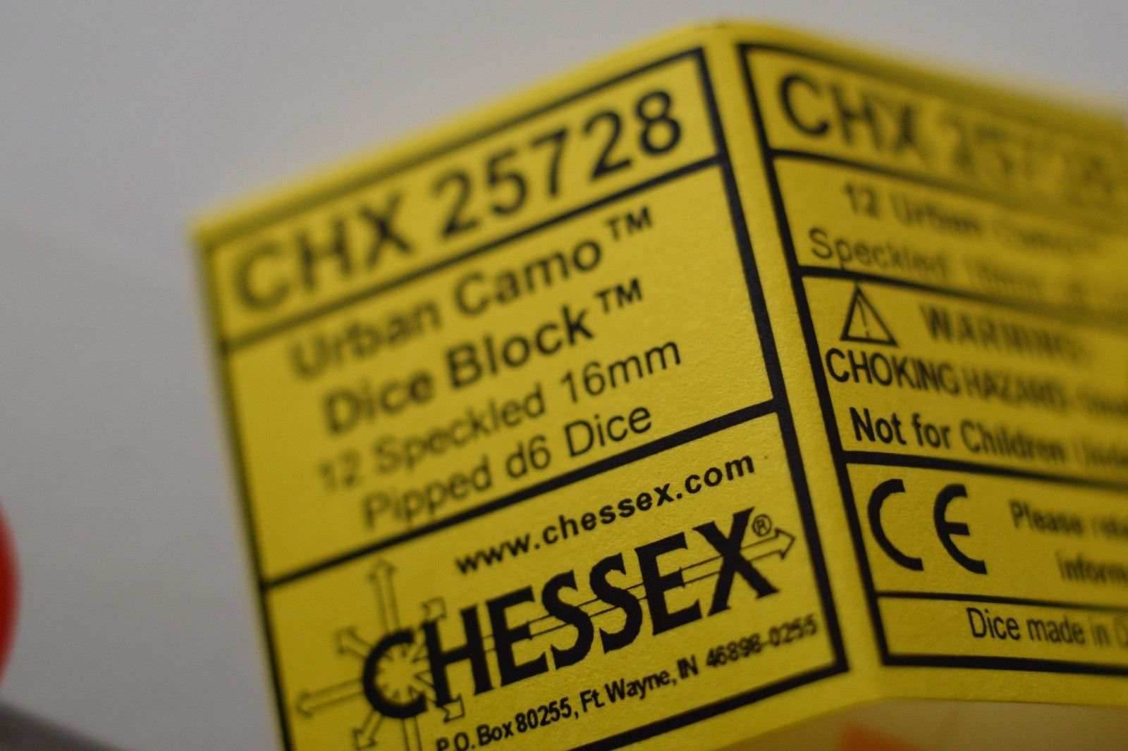 Urban Camo Speckled 16mm D6 Pipped | Sold Per Die (Black/Grey/Yellow) - 