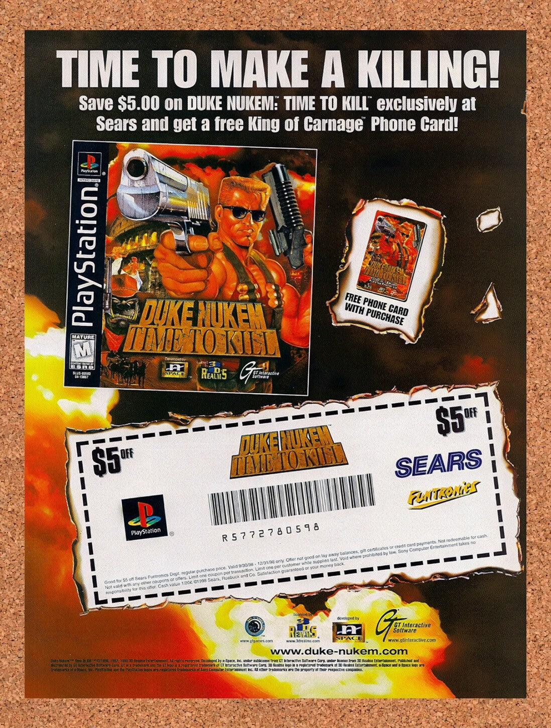 1998 Duke Nukem Time To Kill Sears Rebate Original Ad v1