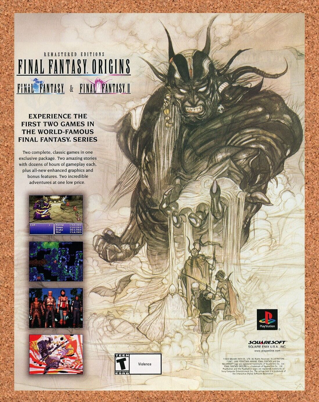2002 Final Fantasy Origins PS1 Original Yoshitaka Amano Art Ad