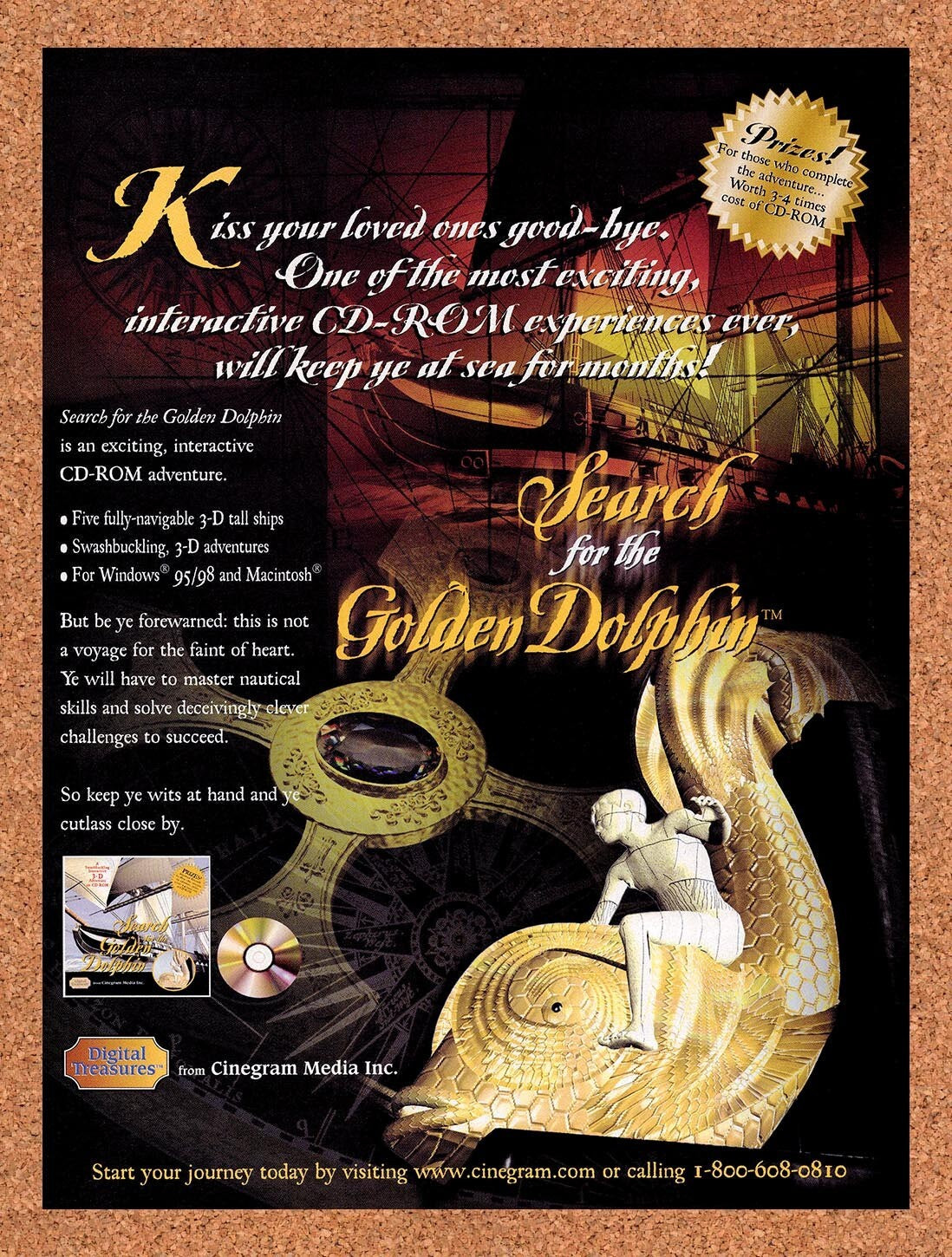 1999 Search For The Golden Dolphin CD-ROM Original Ad v1