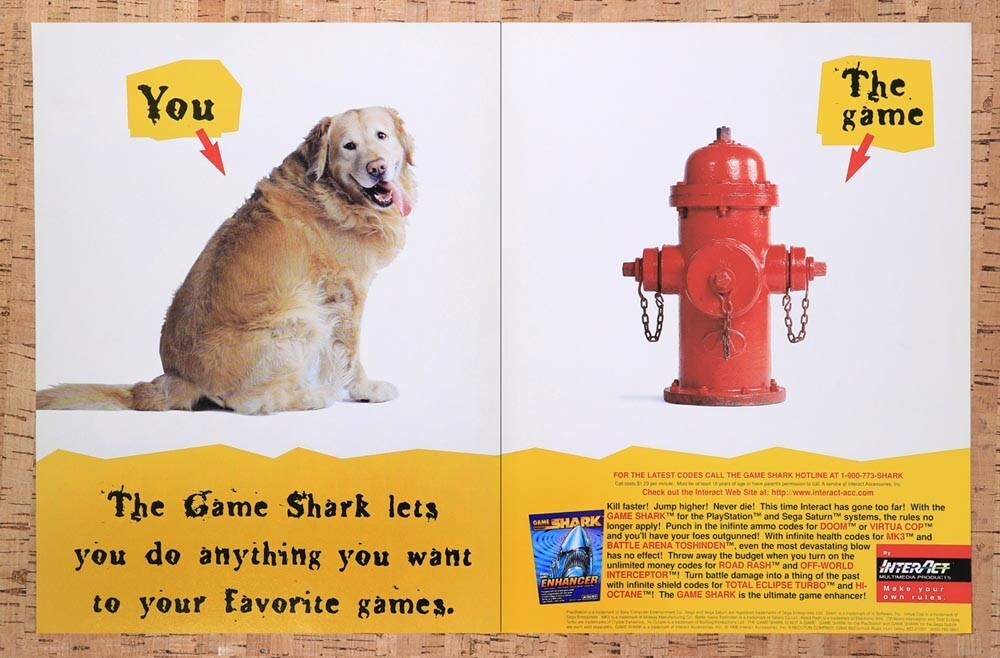 1996 GameShark Video Game Enhancer Original Ad v12