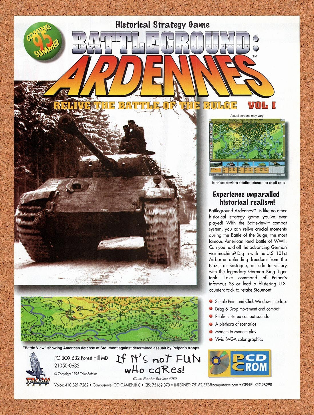 1995 Battleground Ardennes Vol 1 PC Original Ad v1