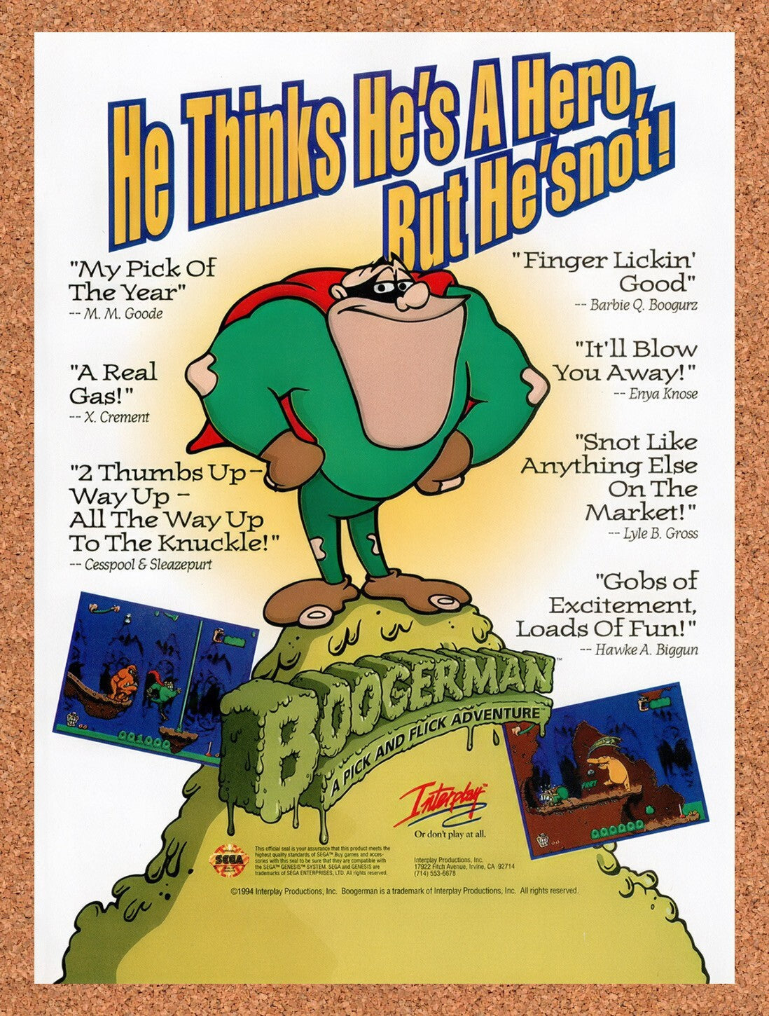 1994 Boogerman Genesis Original Ad v2