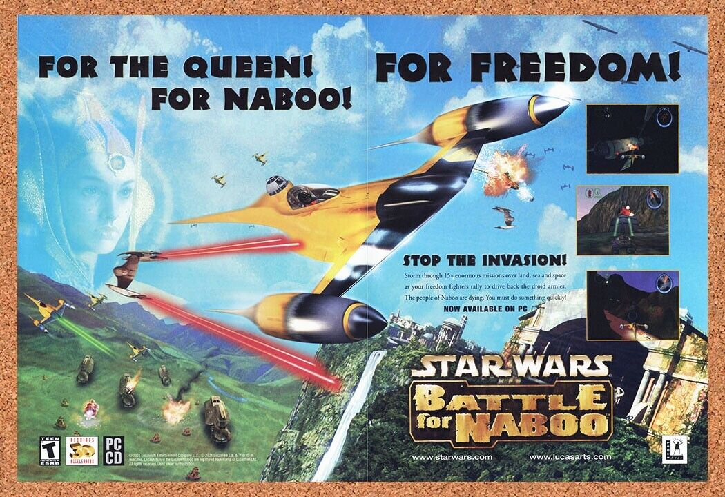 2001 Star Wars Battle For Naboo PC Original Ad