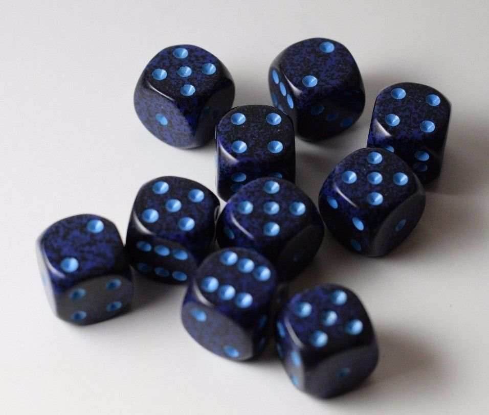 Speckled 16mm D6 RPG Chessex Dice Cobalt | Blue and Black (Sold per die) - 