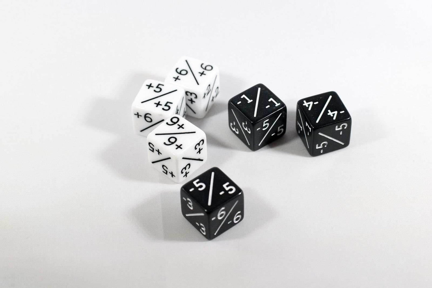 White & Black D6 MTG +1 & -1 Counter Dice - 6 Pack - Magic: The Gathering DnD - 