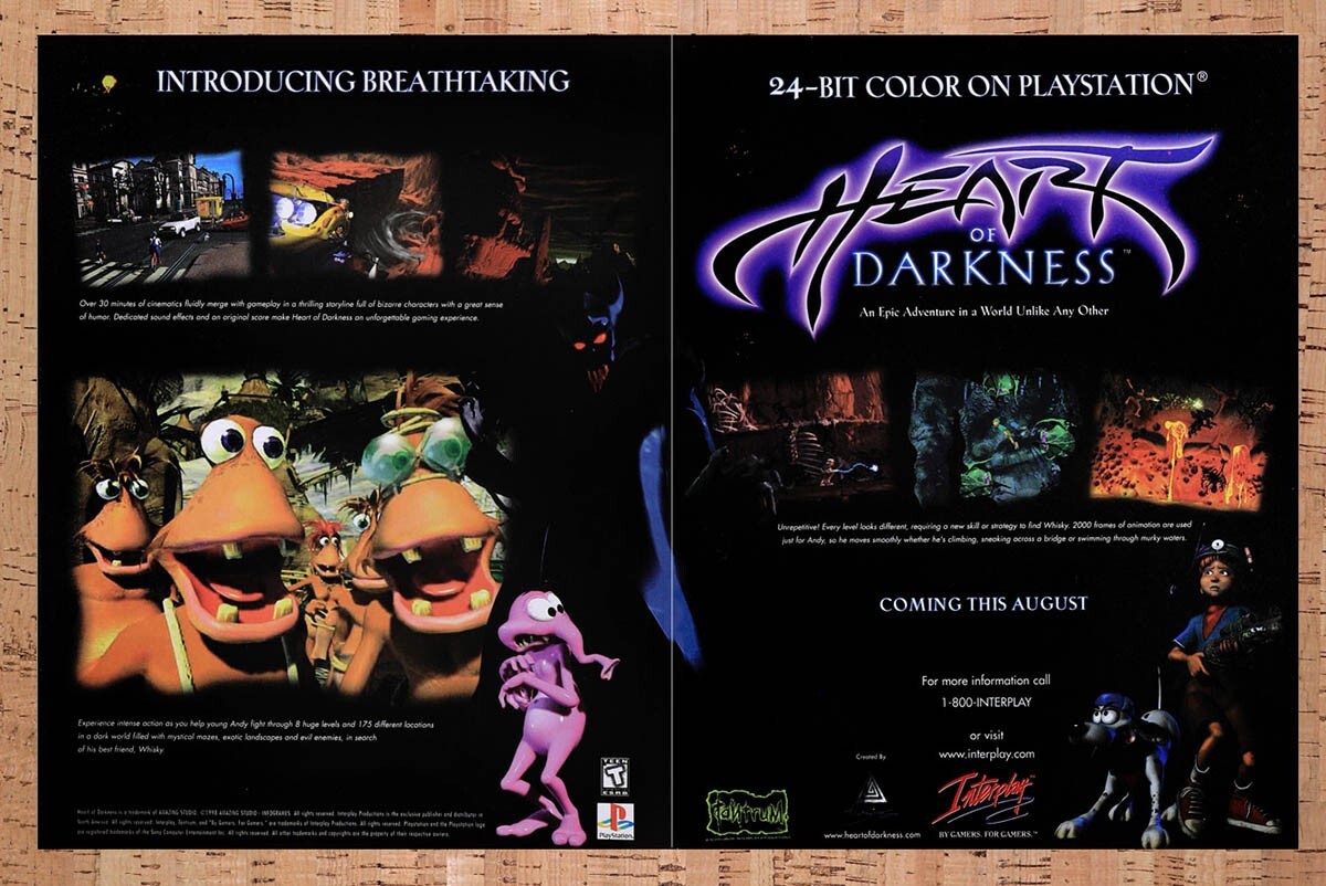 1998 Heart Of Darkness PS1 Original Ad v3