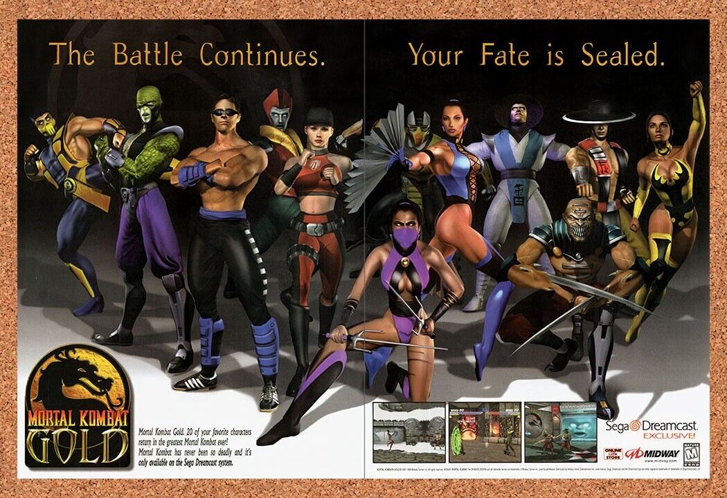 1999 Mortal Kombat Gold Dreamcast Original Ad v1