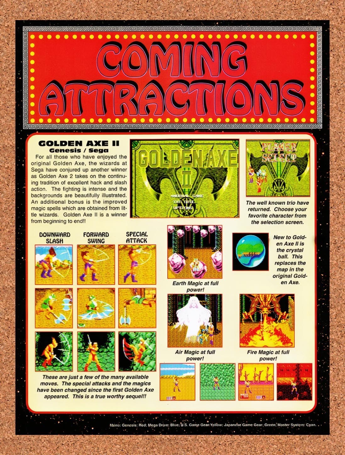 1991 Golden Axe II Genesis Original Ad vr1