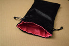 NEW Large Black Velvet RPG Game Dice Bag w/ Pink Satin Lining Counter Pouch Gift - 