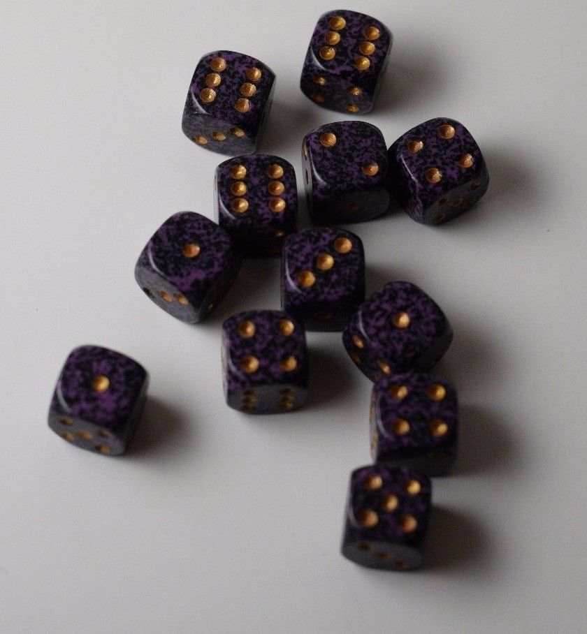 Hurricane Speckled 12mm D6 Pipped | Small Pipped Purple Dice (sold per piece) - 