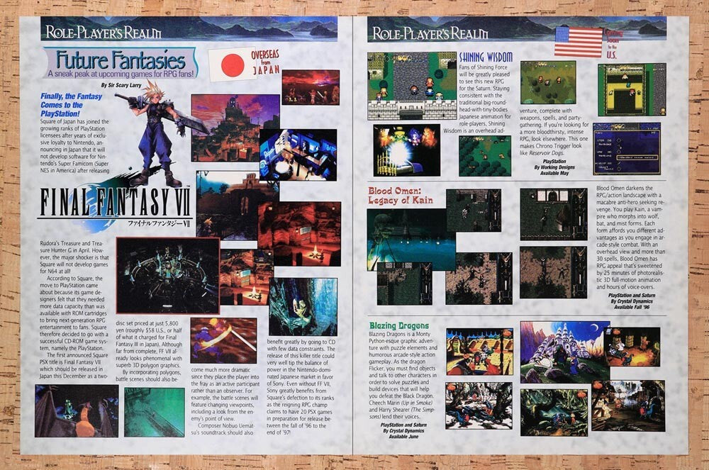1996 Final Fantasy VII Japanese PS1 Port Announcement Original Ad v17