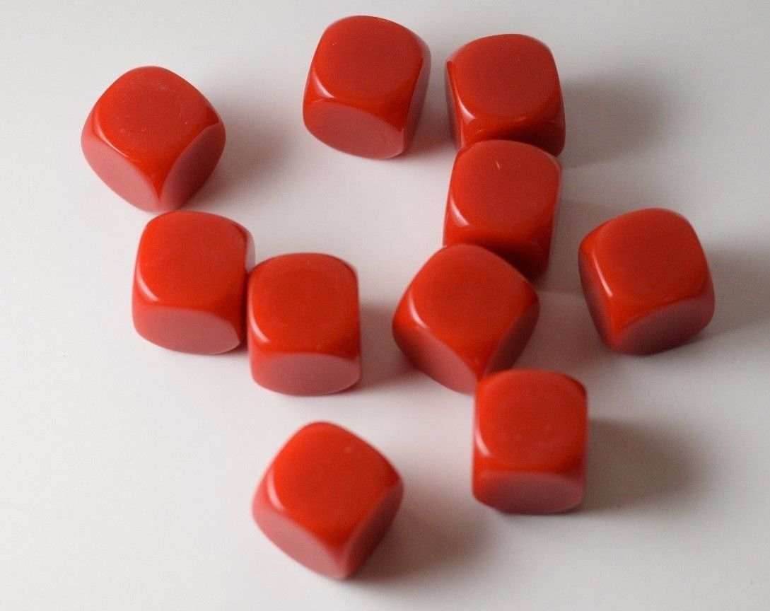 (Sold by Piece) Blank Red Dice / Counting Cubes 16mm D6 Square RPG Gaming Dice DIY - 