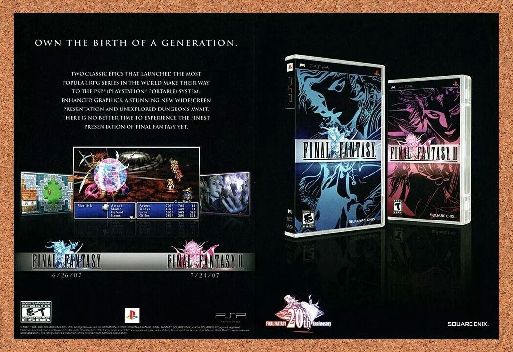 2007 Final Fantasy PSP I And II Original Ad v1