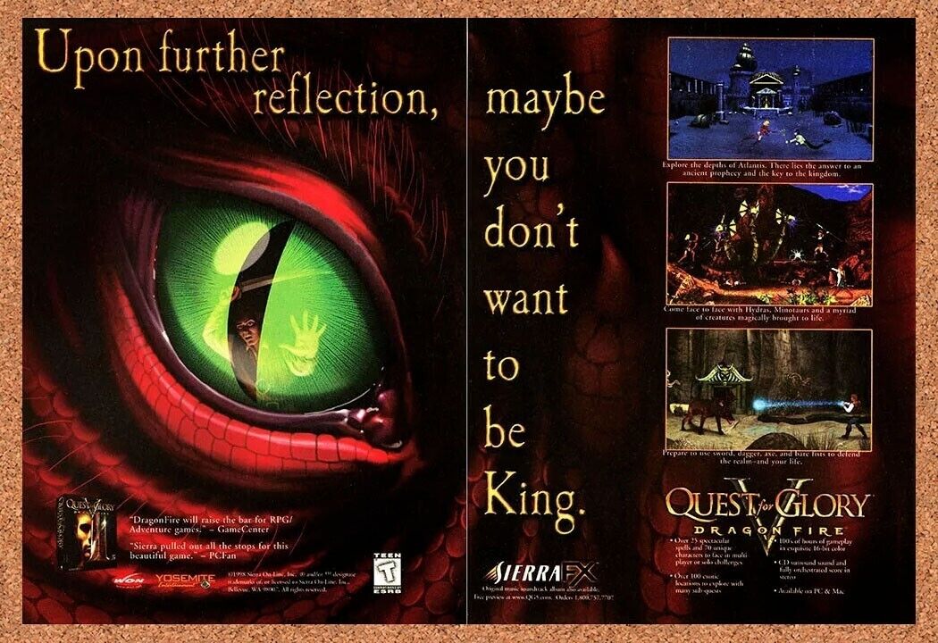 2000 Quest For Glory V PC Original Ad v1