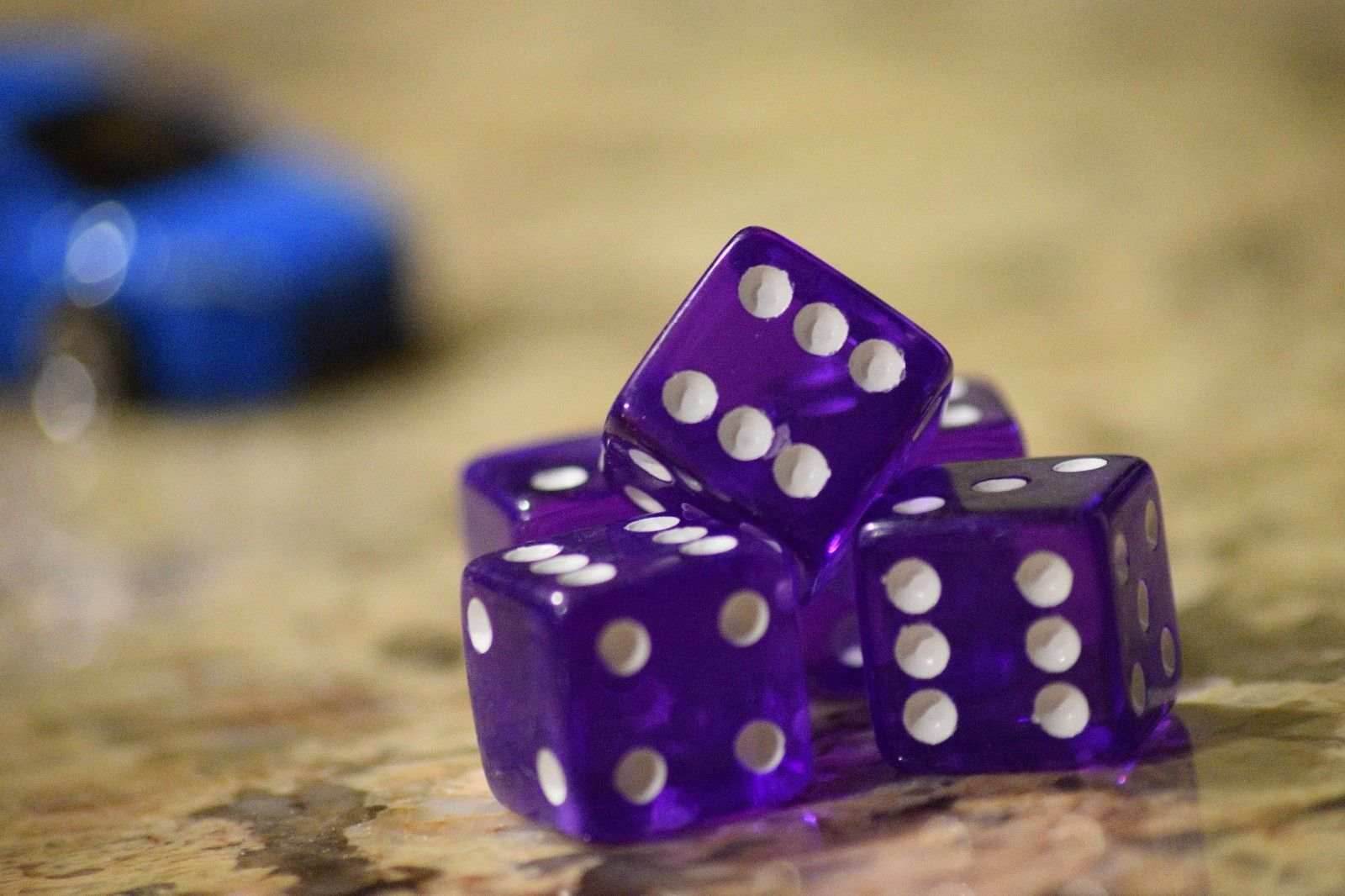 Purple 5 Transparent w/ White Pip Bunco Gaming Dice set 19mm D6 Yahtzee Quality - 