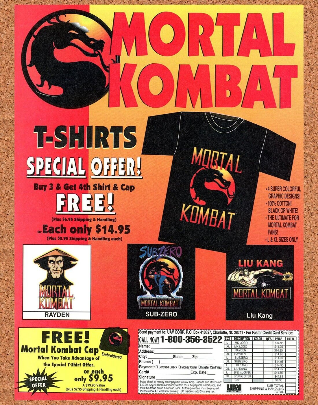 1993 Mortal Kombat SNES Genesis Original T-Shirt Ad