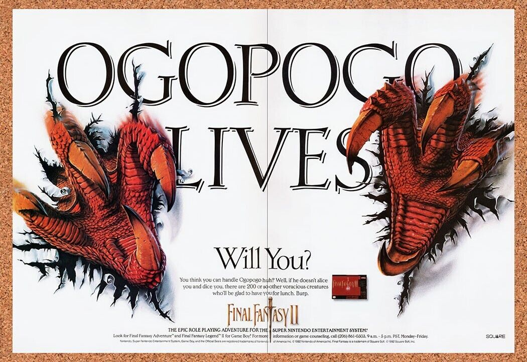 1992 Final Fantasy II SNES Original Ad v1