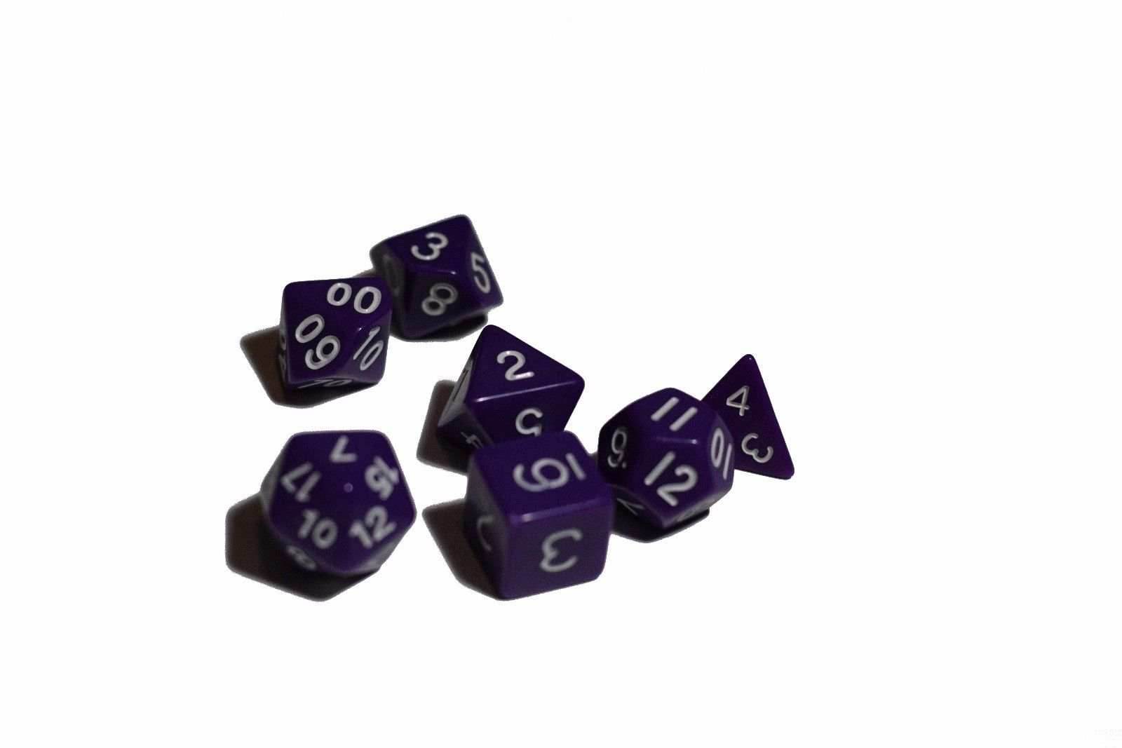 Purple Opaque 7 Die Set Polyhedral Dice by BrycesDice RPG Magic D&D Unique - 