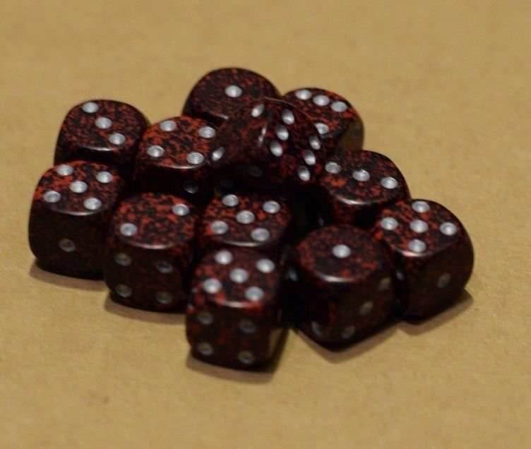 Silver Volcano Speckled 12mm D6 Pipped - 