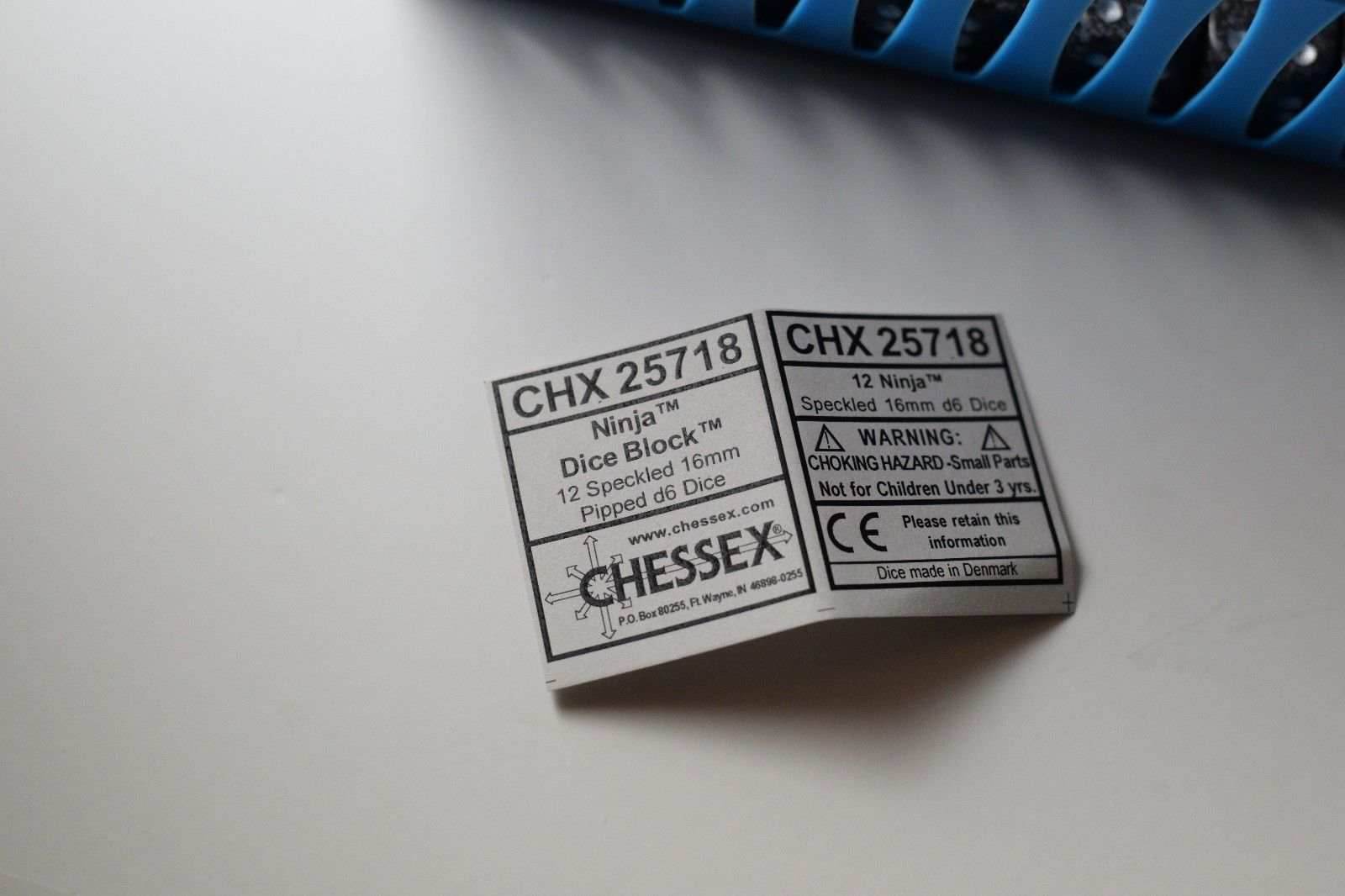 Ninja Speckled 16mm D6 Pipped | Black/Grey (sold per piece) - 