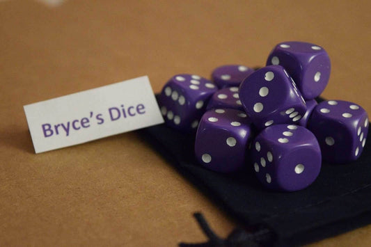 Opaque 16mm D6 RPG Chessex Dice (10 Dice) - Purple - Opaque Purple w/ White Pips - 