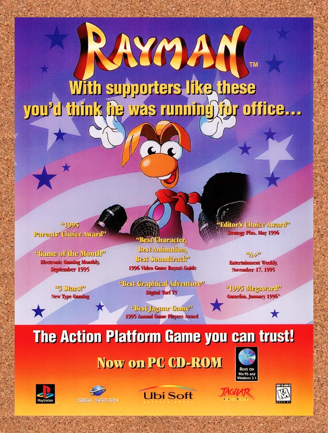 1996 Rayman Politcal Parody Original Ad v7