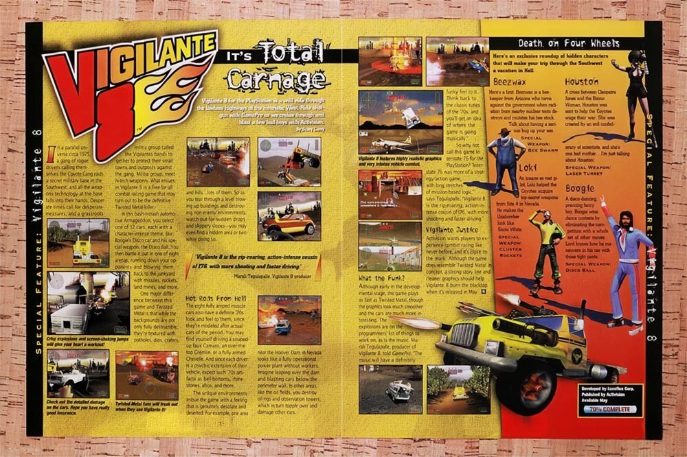 1998 Vigilante 8 PS1 Original Ad v2