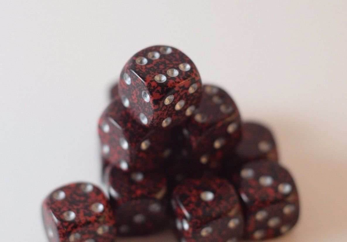 Silver Volcano Speckled 12mm D6 Pipped - 