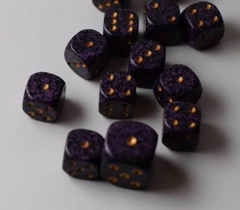 Hurricane Speckled 12mm D6 Pipped | Small Pipped Purple Dice (sold per piece) - 