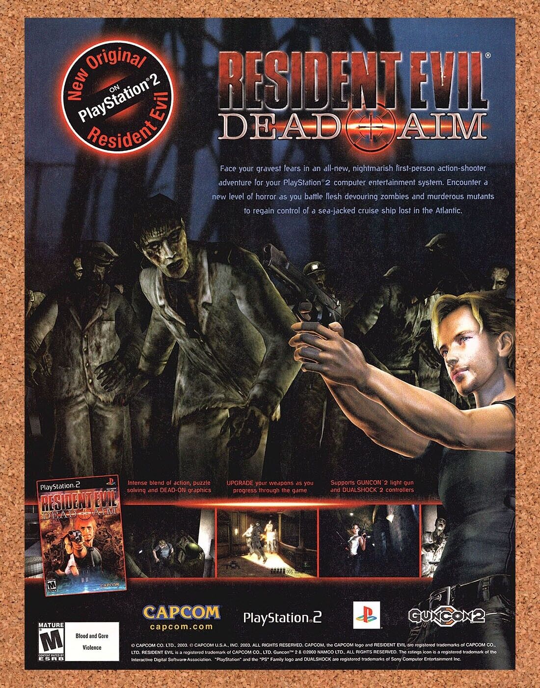 2003 Resident Evil Dead Aim PS2 GunCon Original Ad v2