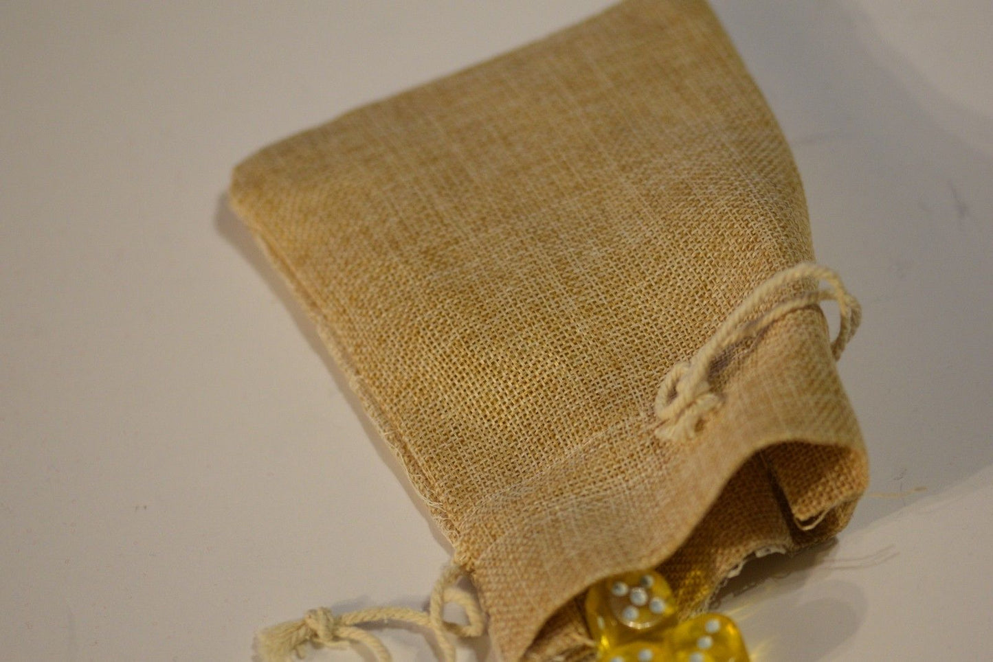 Burlap w/ Ivory Lace Gift Bag Cards RPG Game Dice Bag Counter Pouch 5" x 6.5"