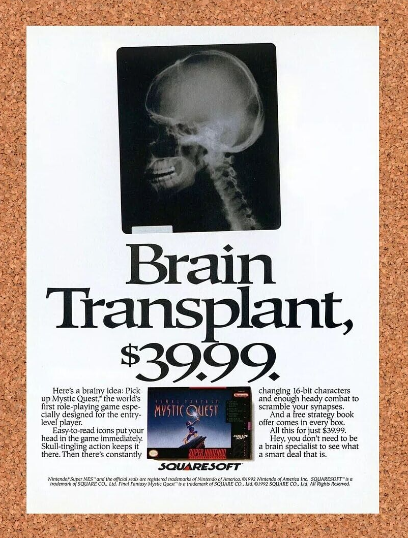 1993 Final Fantasy Mystic Quest SNES Original Ad