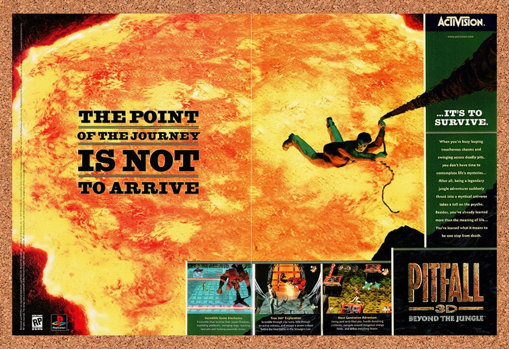 1998 Pitfall 3D Beyond The Jungle PS1 Original Ad v2