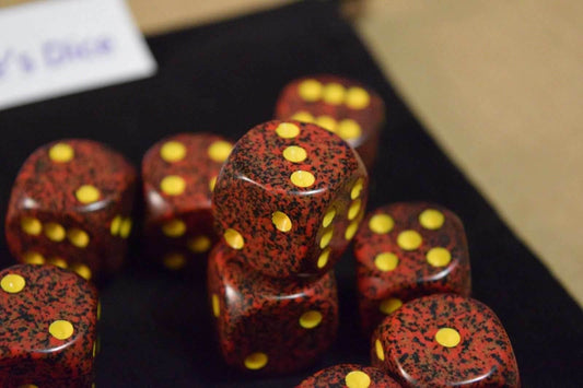 Mercury Speckled 16mm D6 Pipped | Sold Per Die (Red/Black/Yellow) - 