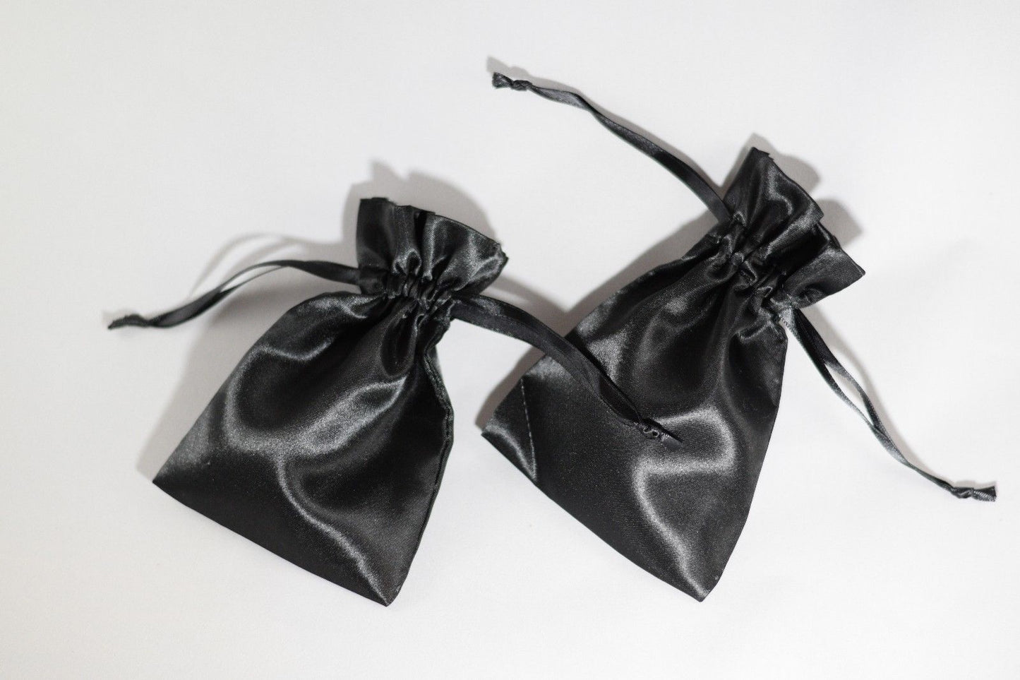2 Pack of Large Black Satin Gift Bag Game Dice Bag Counter Pouch 4"x 6"