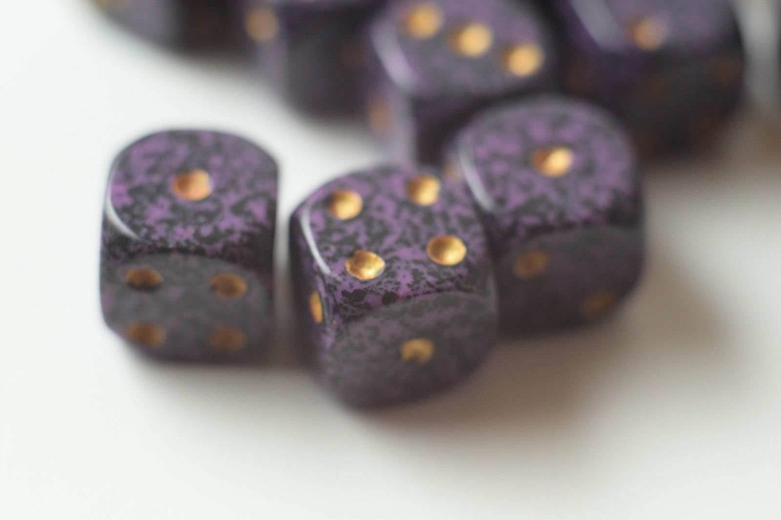 Hurricane Speckled 12mm D6 Pipped | Small Pipped Purple Dice (sold per piece) - 