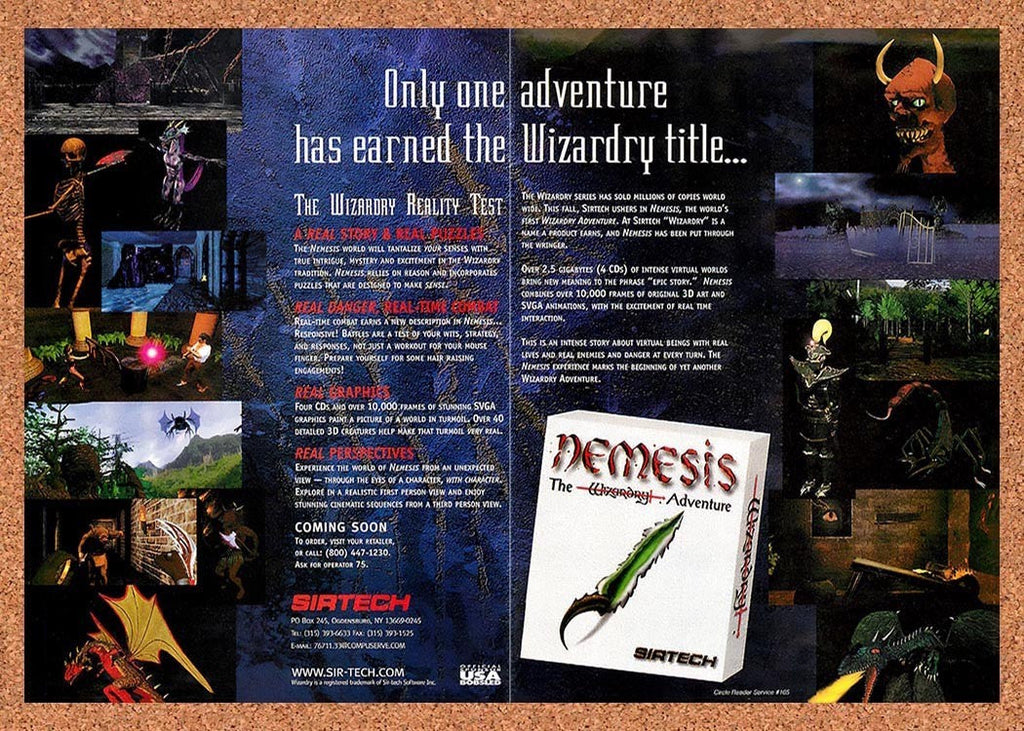 1996 Nemesis The Wizardry Adventure PC Original Ad v2
