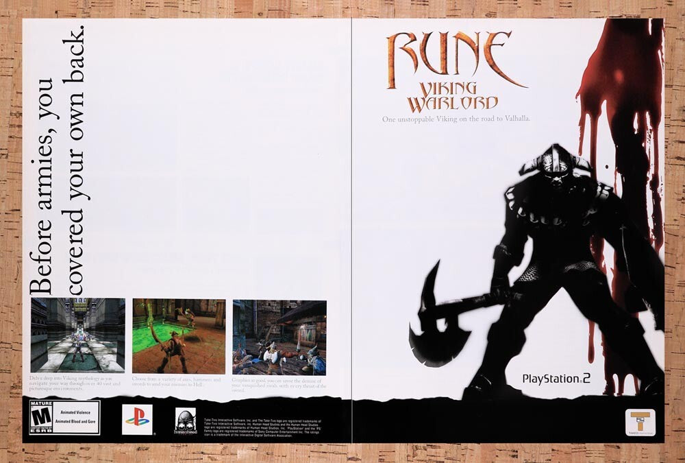 2001 Rune Viking Warlord PS2 Original Ad v2