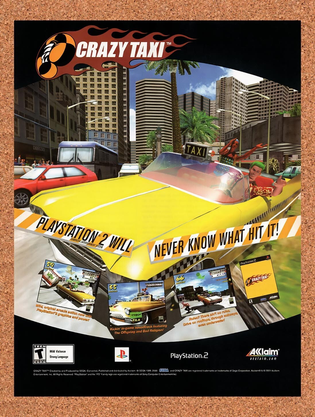 2001 Crazy Taxi PS2 Original Ad v1